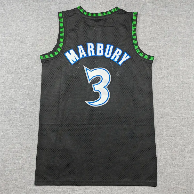Camiseta Stephon Marbury #3 Minnesota Timberwolves 1997/98 Negro Retro