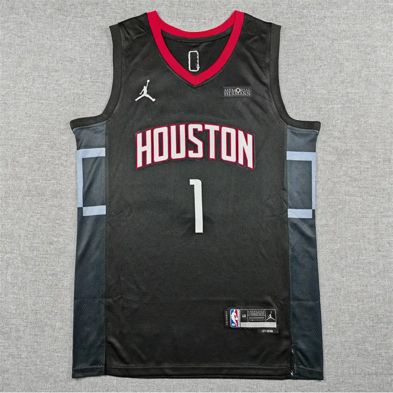 Camiseta Amen Thompson #1 Houston Rockets 2025 Negro