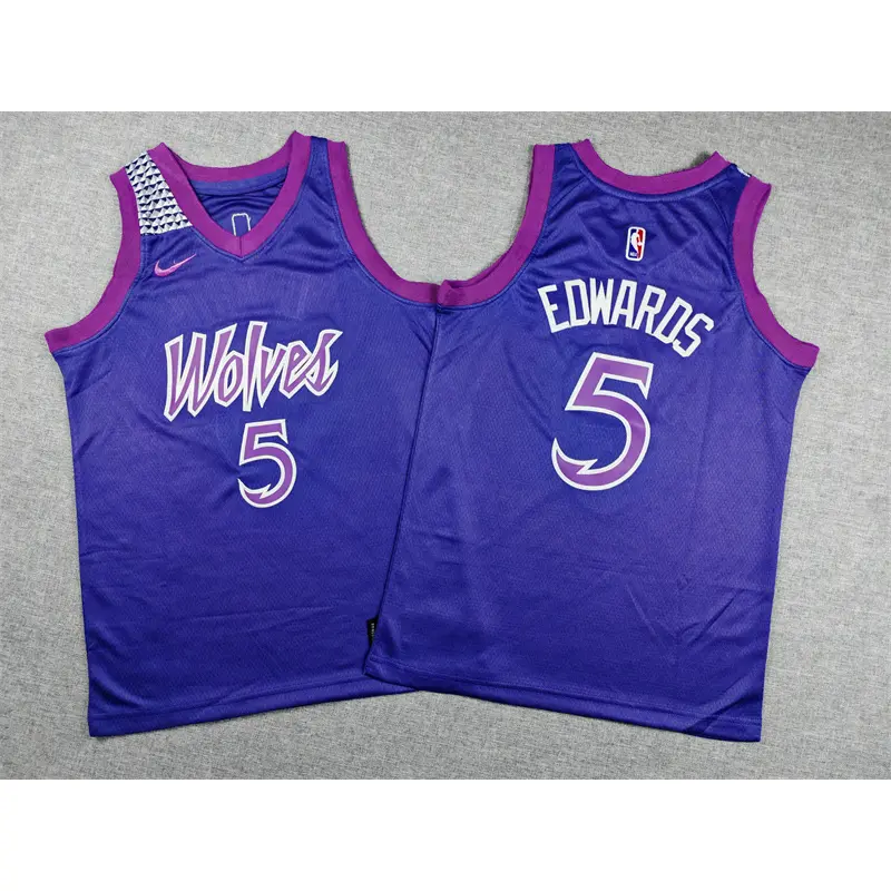 Camiseta Anthony Edwards #5 Minnesota Timberwolves 2026 Morado City Edition Niño