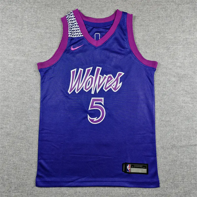 Camiseta Anthony Edwards #5 Minnesota Timberwolves 2026 Morado City Edition Niño