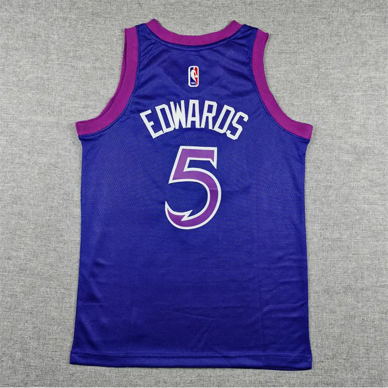 Camiseta Anthony Edwards #5 Minnesota Timberwolves 2026 Morado City Edition Niño