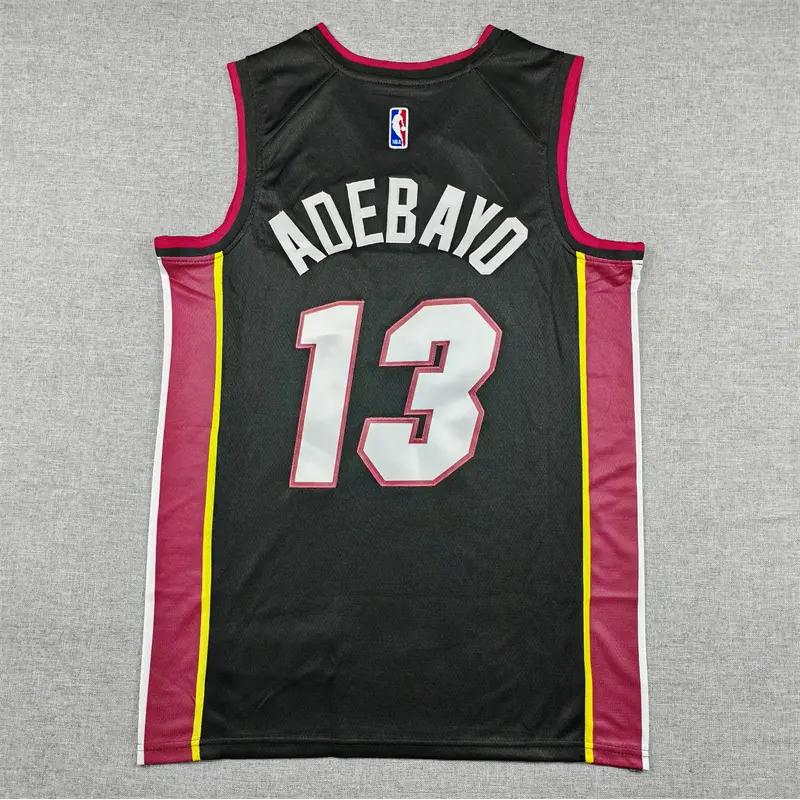 Camiseta Bam Adebayo #13 Miami Heat Negro/Rojo