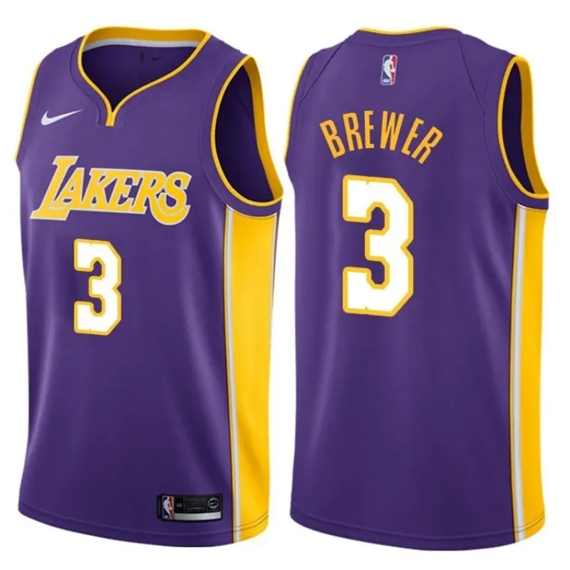 Camiseta Corey Brewer #3 Los Angeles Lakers Morado Fan Edition