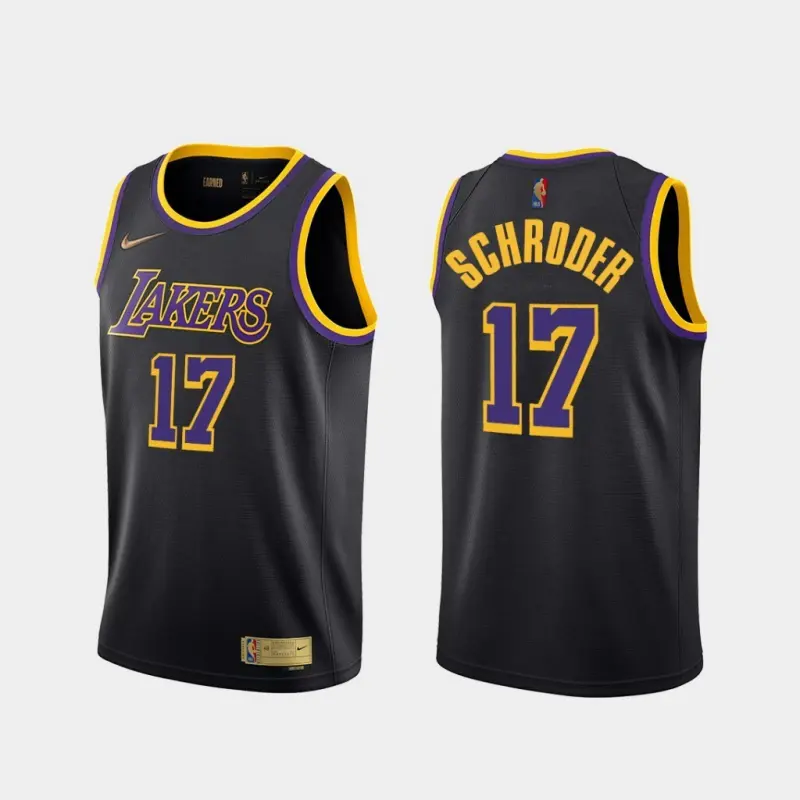 Camiseta Dennis Schroder #17 Los Angeles Lakers 2021 Negro Earned Edition
