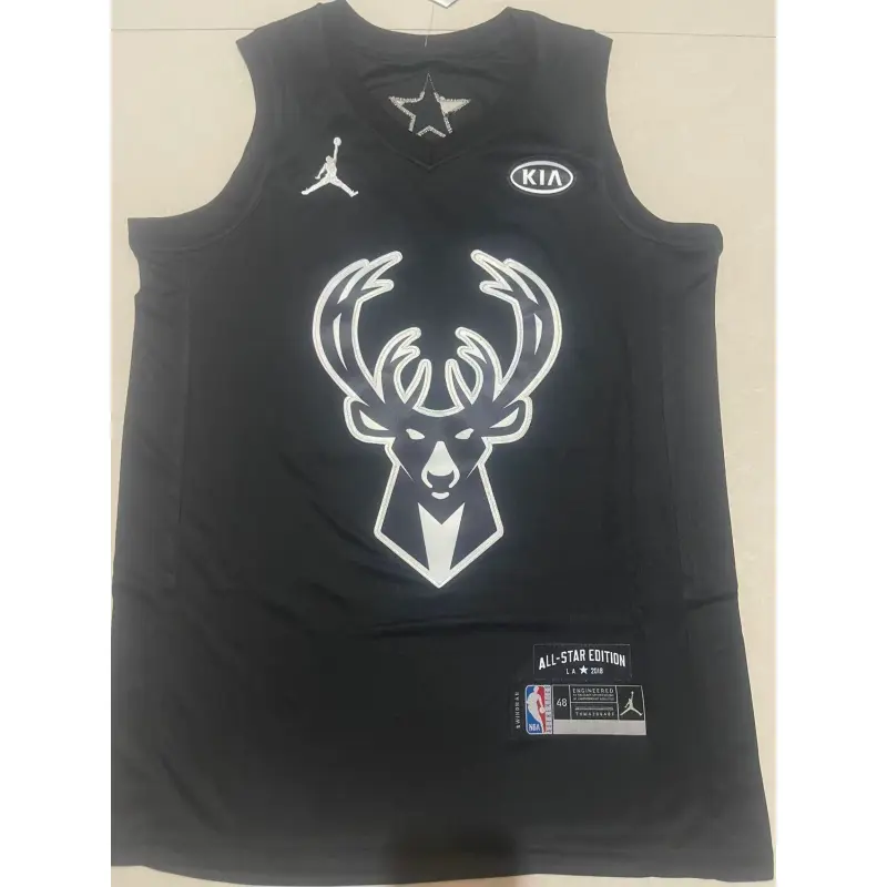Camiseta Giannis Antetokounmpo #34 Milwaukee Bucks 2018 Negro All Star Edition
