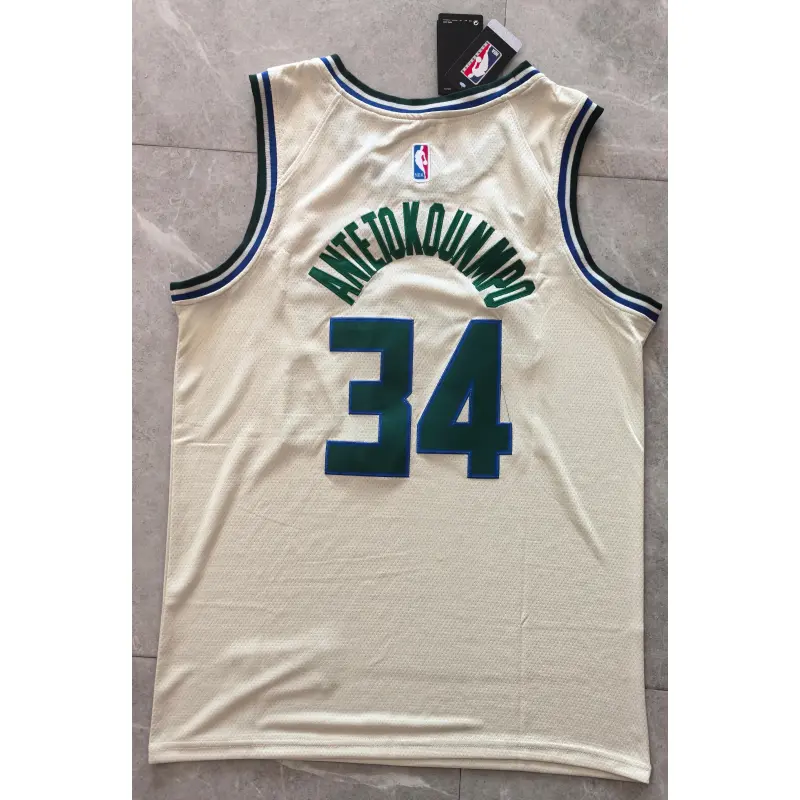 Camiseta Giannis Antetokounmpo #34 Milwaukee Bucks 2025 Beige City Edition