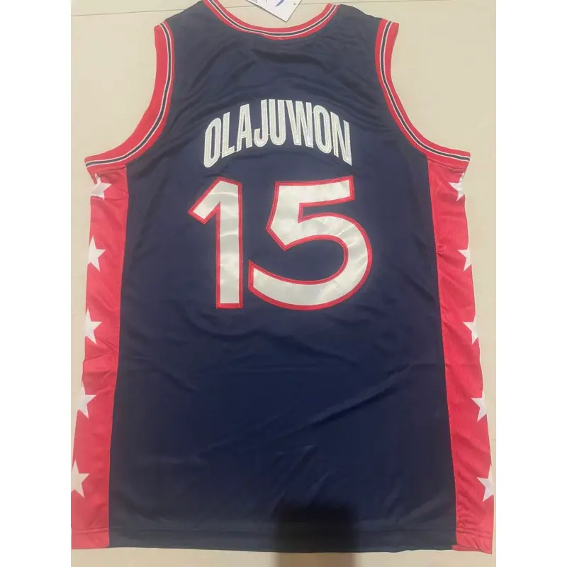 Camiseta Hakeem Olajuwon #15 USA Azul Marino