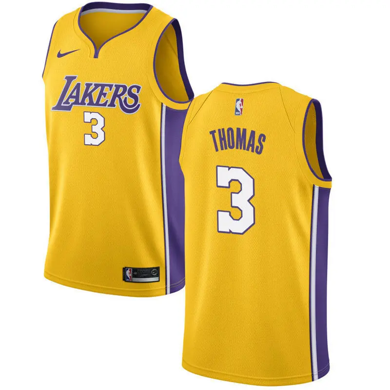 Camiseta Isaiah Thomas #3 Los Angeles Lakers Amarillo Icon Edition Swingman