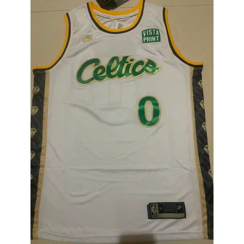 Camiseta Jayson Tatum #0 Boston Celtics Blanco/Verde