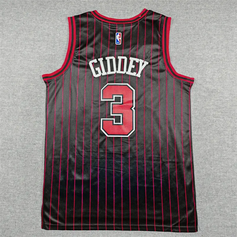 Camiseta Josh Giddey #3 Chicago Bulls 2026 Negro Con Rayas Statement Edition