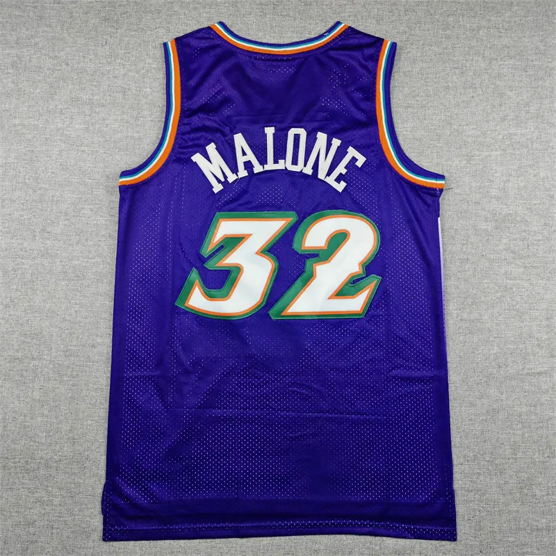 Camiseta Karl Malone #32 Utah Jazz 1996/97 Morado Retro Icon Oro