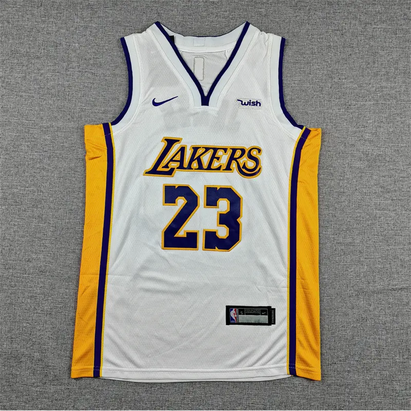 Camiseta Lebron James #23 Los Angeles Lakers Blanco Cuello en V Niño