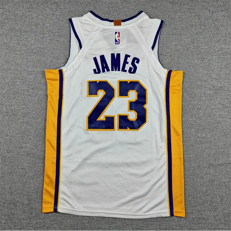 Camiseta Lebron James #23 Los Angeles Lakers Blanco Cuello en V Niño