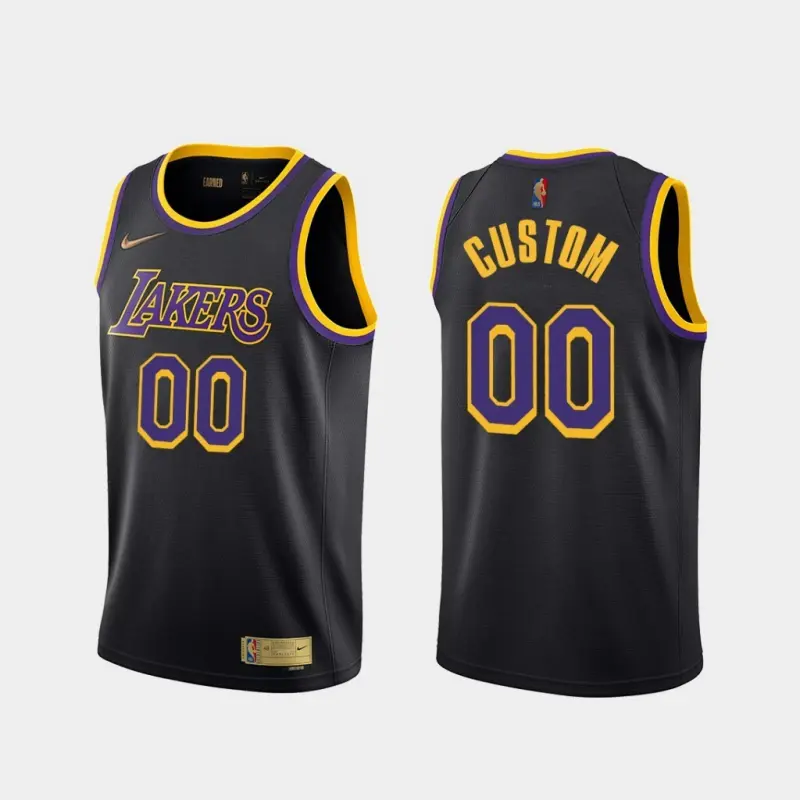 Camiseta Los Angeles Lakers #00 Negro Custom Earned Edition