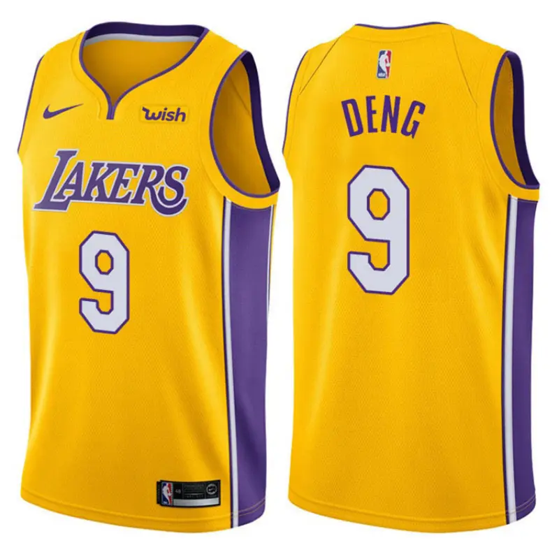 Camiseta Luol Deng #9 Los Angeles Lakers Amarillo Icon Edition Swingman