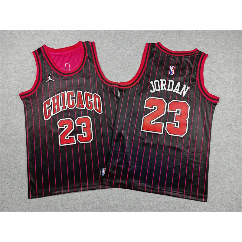 Camiseta Michael Jordan #23 Chicago Bulls 2026 Negro con Rayas Statement Edition Niño