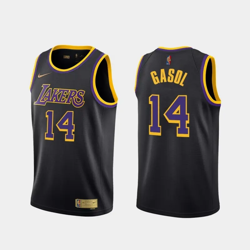 Camiseta Pau Gasol #14 Los Angeles Lakers 2021 Negro Earned Edition