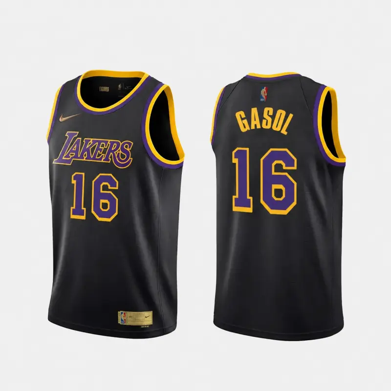 Camiseta Pau Gasol #16 Los Angeles Lakers 2021 Negro Earned Edition