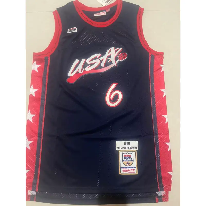 Camiseta Penny Hardaway #6 USA 1996 Azul Marino Retro