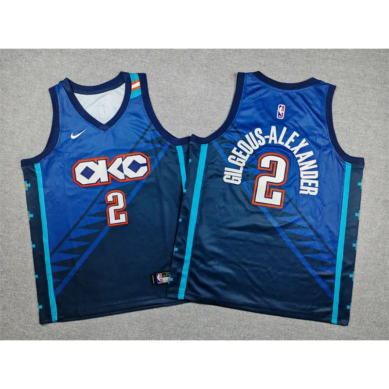 Camiseta Shai Gilgeous-Alexander #2 Oklahoma City Thunder 2026 Azul Oscuro Niño