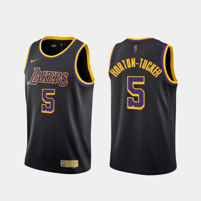 Camiseta Talen Horton-Tucker #5 Los Angeles Lakers 2021 Negro Earned Edition