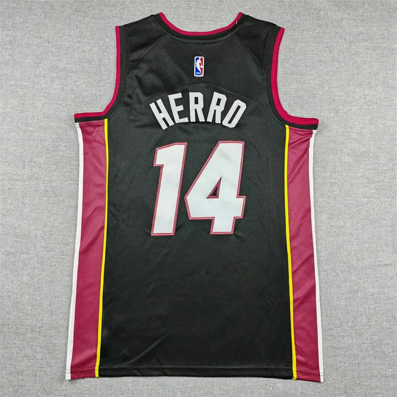 Camiseta Tyler Herro #14 Miami Heat Negro/Rojo