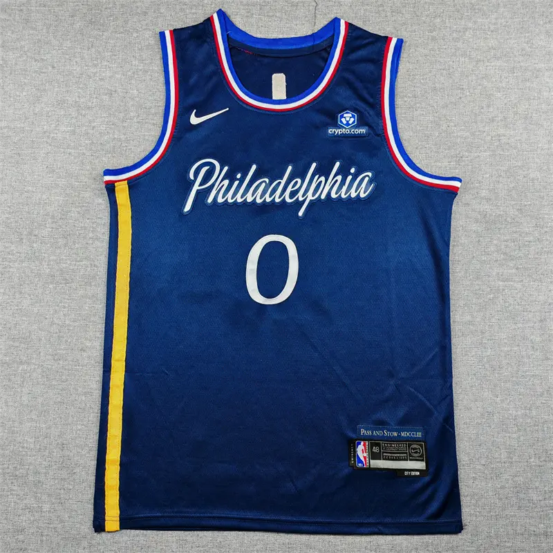 Camiseta Tyrese Maxey #0 Philadelphia 76ers 2026 Azul Oscuro City Edition