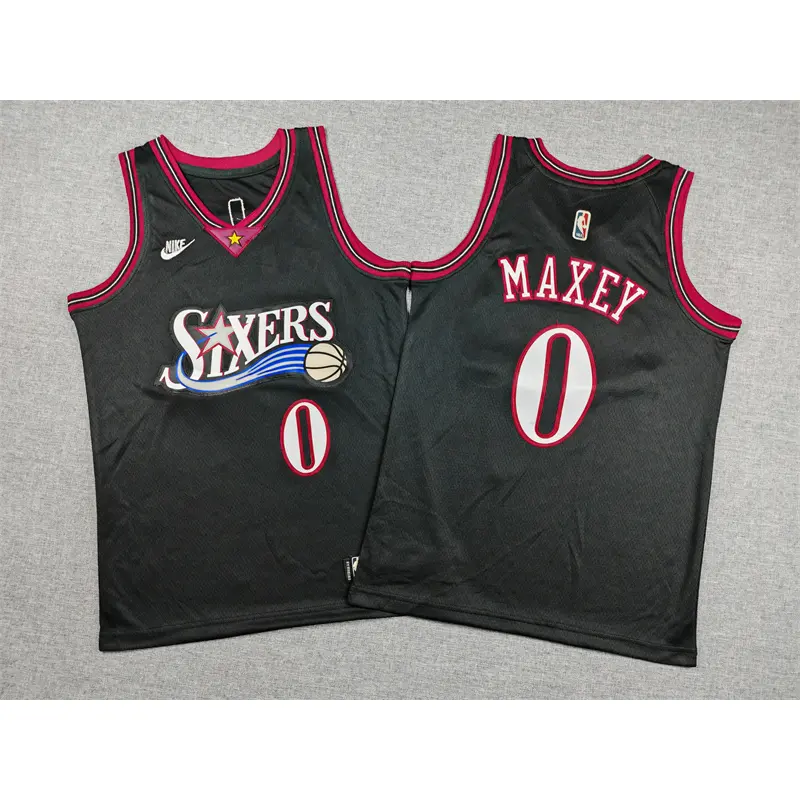 Camiseta Tyrese Maxey #0 Philadelphia 76ers Negro Classic Edition Niño
