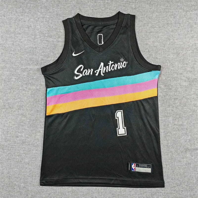 Camiseta Victor Wembanyama #1 San Antonio Spurs 2026 Negro City Edition Niño