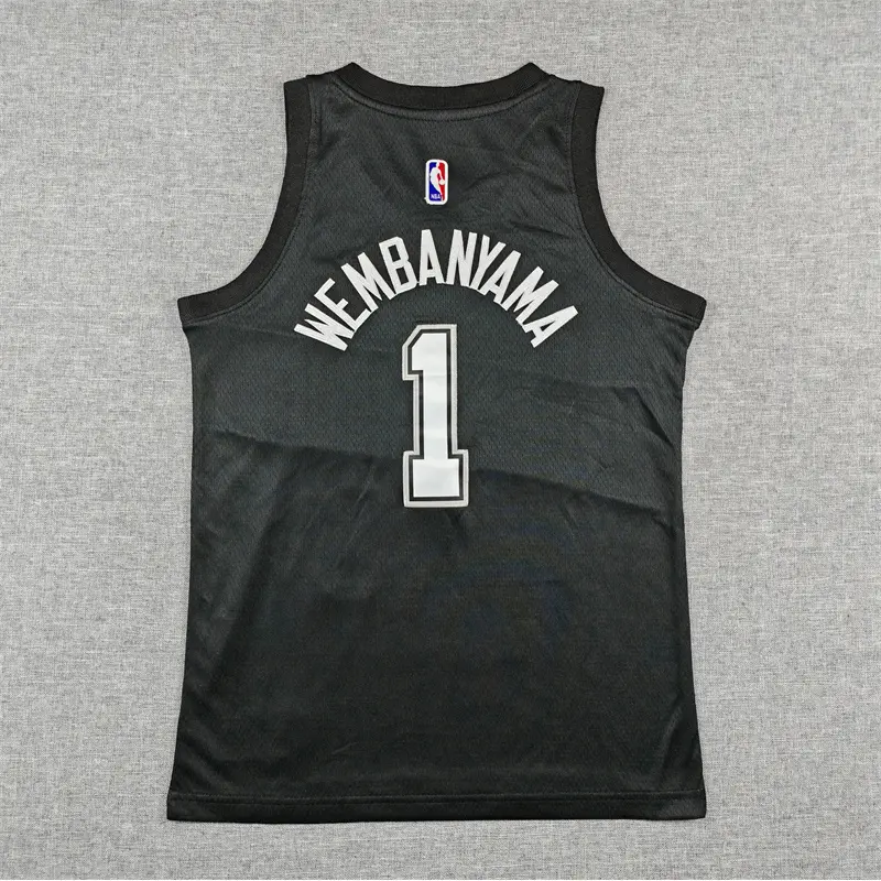 Camiseta Victor Wembanyama #1 San Antonio Spurs 2026 Negro City Edition Niño