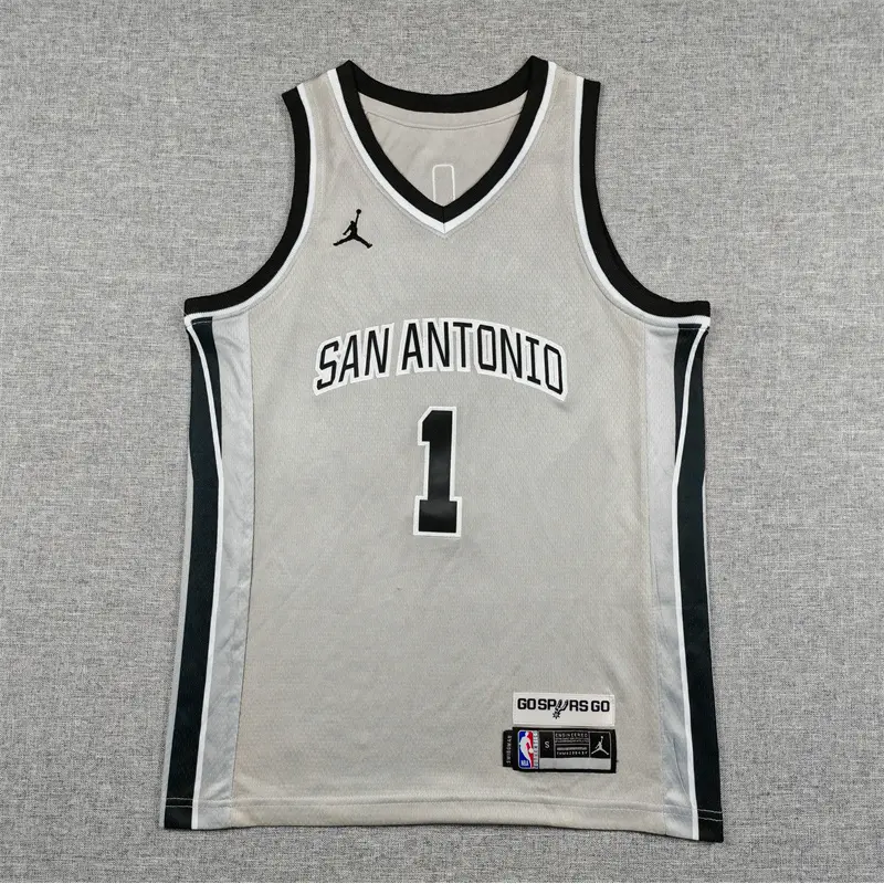 Camiseta Victor Wembanyama #1 San Antonio Spurs Gris Statement Edition Niño