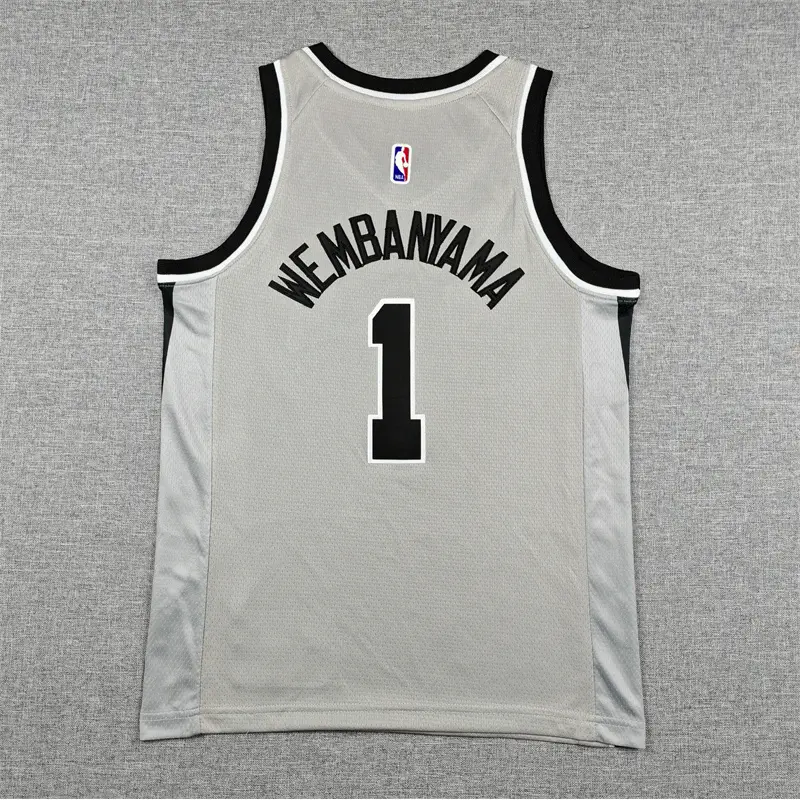 Camiseta Victor Wembanyama #1 San Antonio Spurs Gris Statement Edition Niño