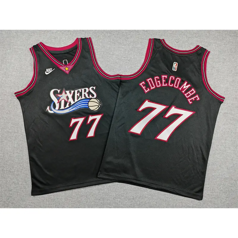 Camiseta VJ-Edgecombe #77 Philadelphia 76ers Negro Classic Edition Niño