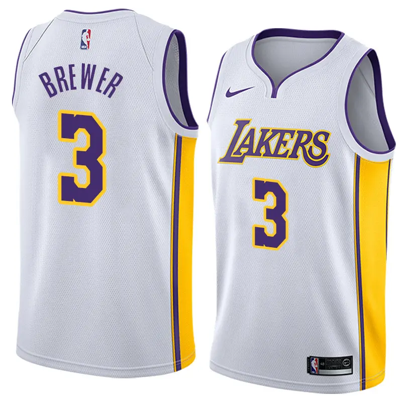 Camiseta Corey Brewer #3 Los Angeles Lakers Blanco Fan Edition