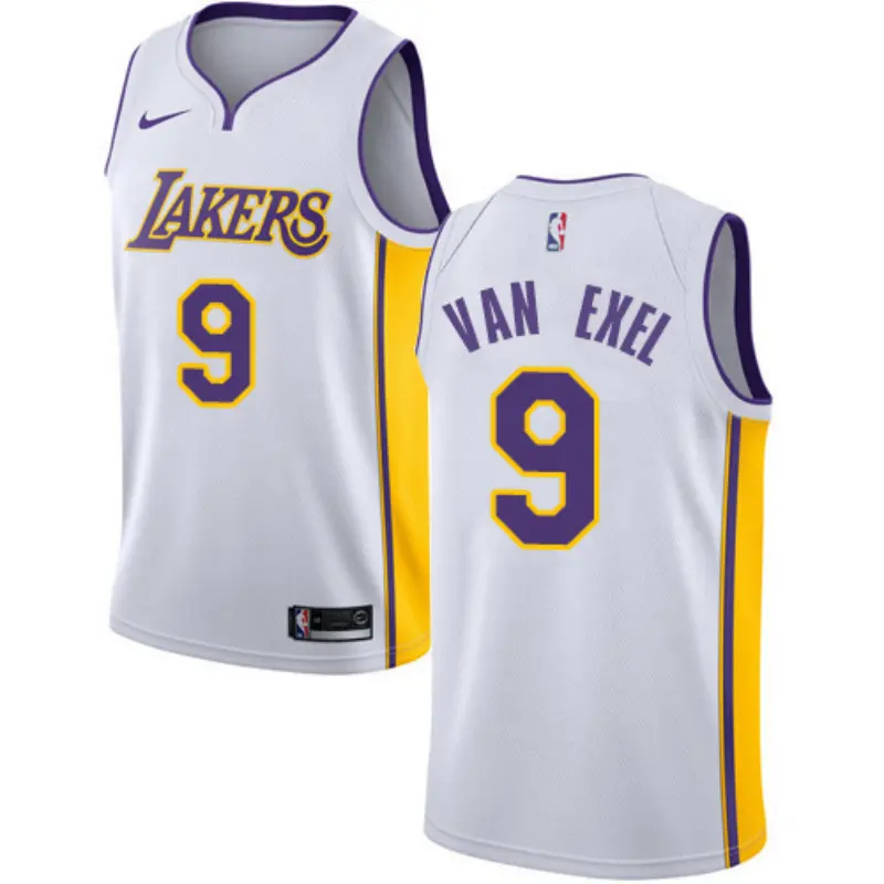Camiseta Nick Van Exel #9 Los Angeles Lakers Blanco Fan Edition