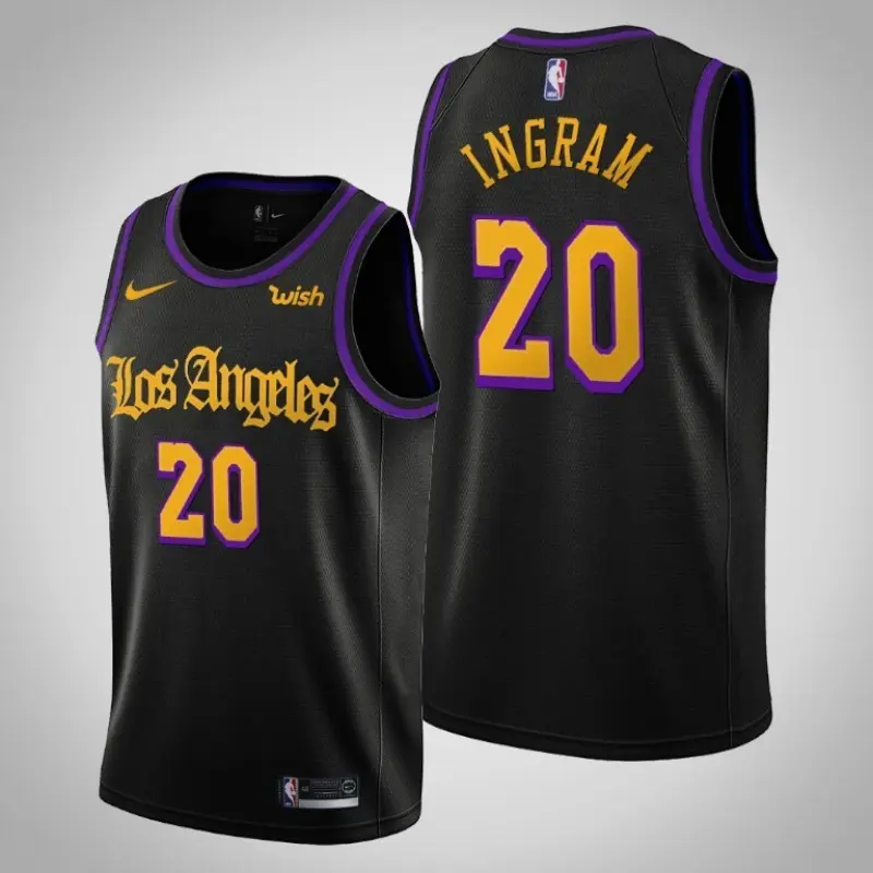 Camiseta Andre Ingram #20 Los Angeles Lakers Negro City Edition Swingman