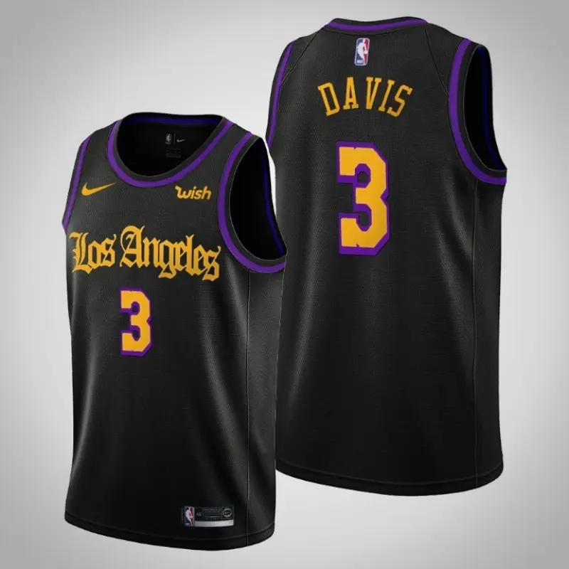Camiseta Anthony Davis #3 Los Angeles Lakers Negro City Edition Swingman