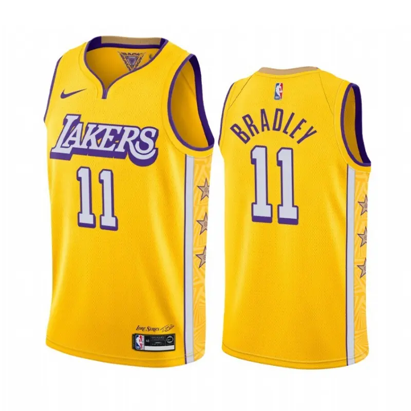 Camiseta Avery Bradley #11 Los Angeles Lakers Amarillo Cuello en V Icon Edition Swingman