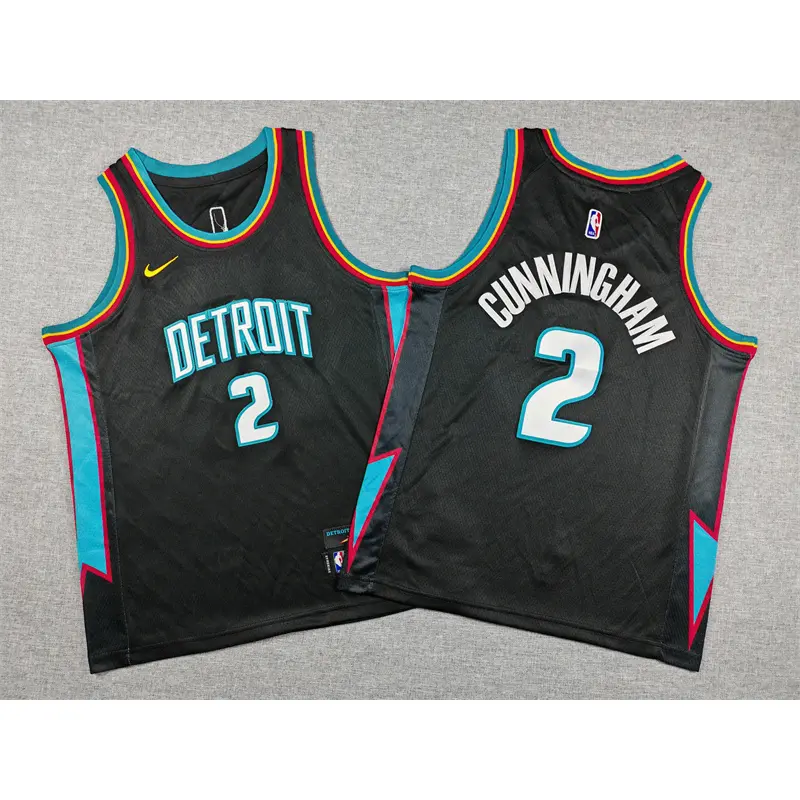Camiseta Cade Cunningham #2 Detroit Pistons 2026 Negro City Edition Niño