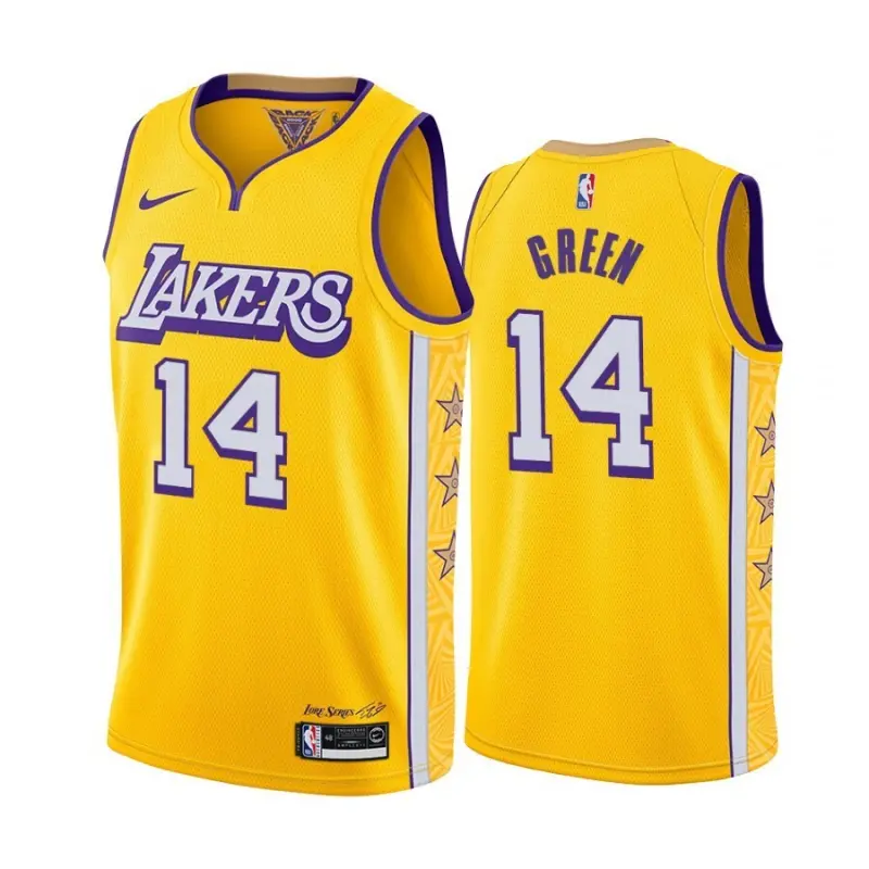 Camiseta Danny Green #14 Los Angeles Lakers Amarillo Cuello en V Icon Edition Swingman