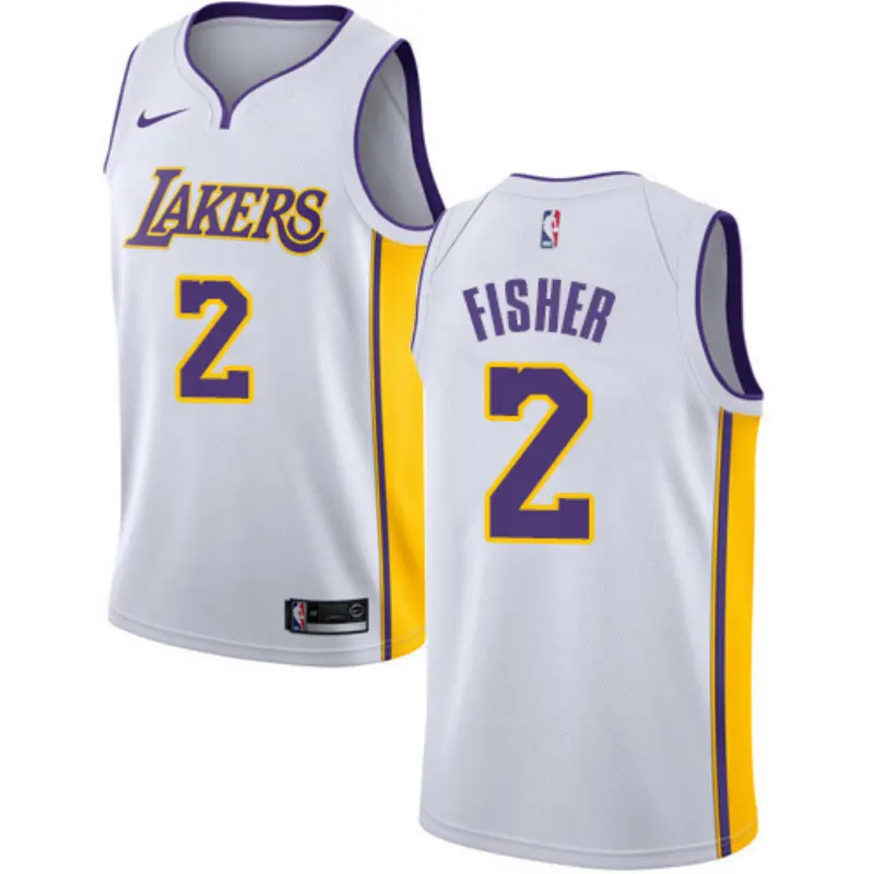 Camiseta Derek Fisher #2 Los Angeles Lakers Blanco Fan Edition