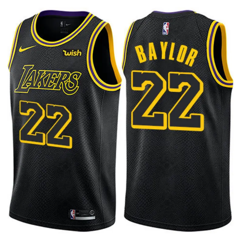 Camiseta Elgin Baylor #22 Los Angeles Lakers Negro Fan Edition