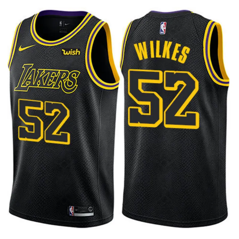 Camiseta Jamaal Wilkes #52 Los Angeles Lakers Negro Fan Edition
