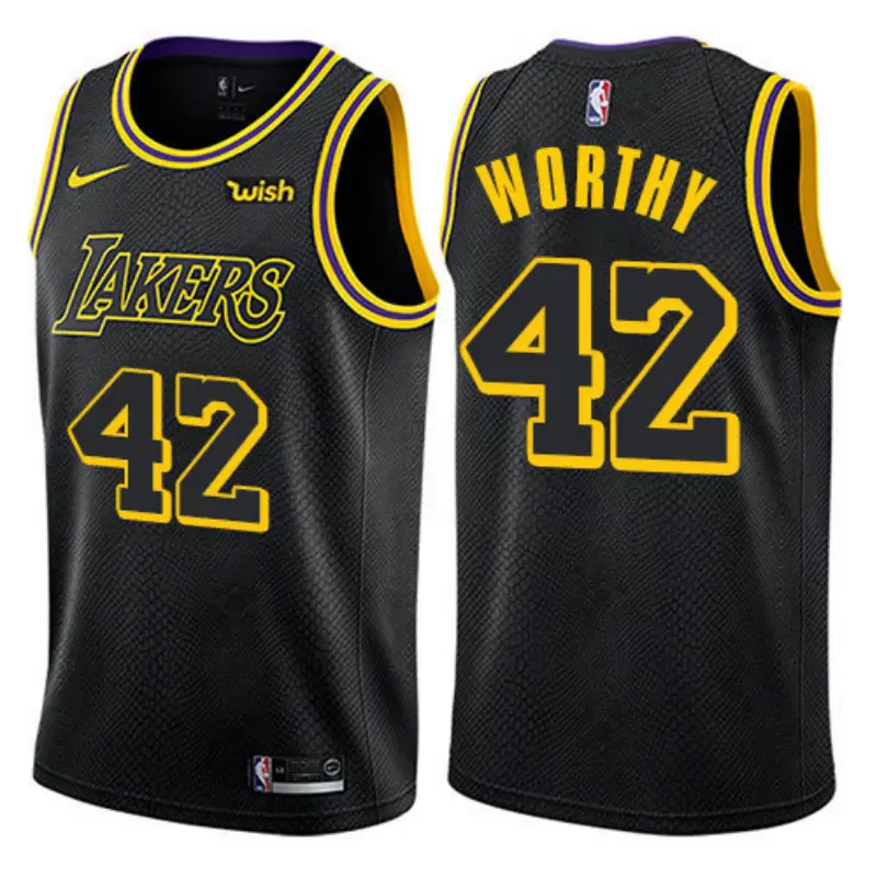 Camiseta James Worthy #42 Los Angeles Lakers Negro Fan Edition
