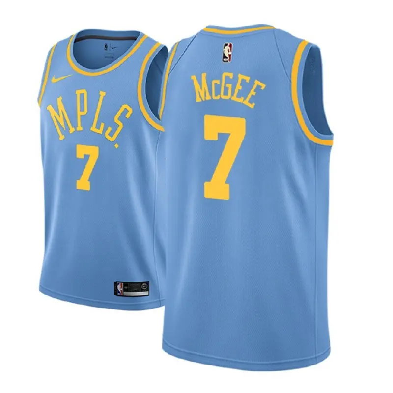 Camiseta JaVale McGee #7 Los Angeles Lakers Azul Claro Retro Swingman