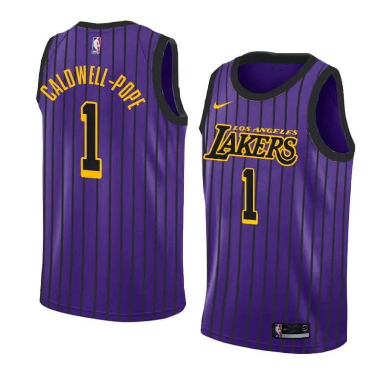 Camiseta Kentavious Caldwell-Pope #1 Los Angeles Lakers Morado Con Rayas City Edition Swingman
