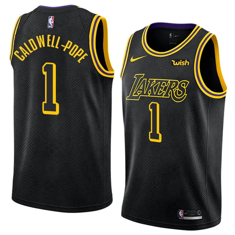 Camiseta Kentavious Caldwell-Pope #1 Los Angeles Lakers Negro Fan Edition
