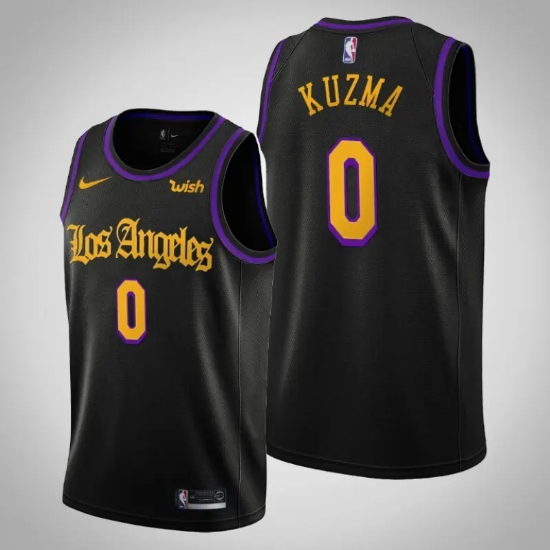 Camiseta Kyle Kuzma #0 Los Angeles Lakers Negro City Edition Swingman