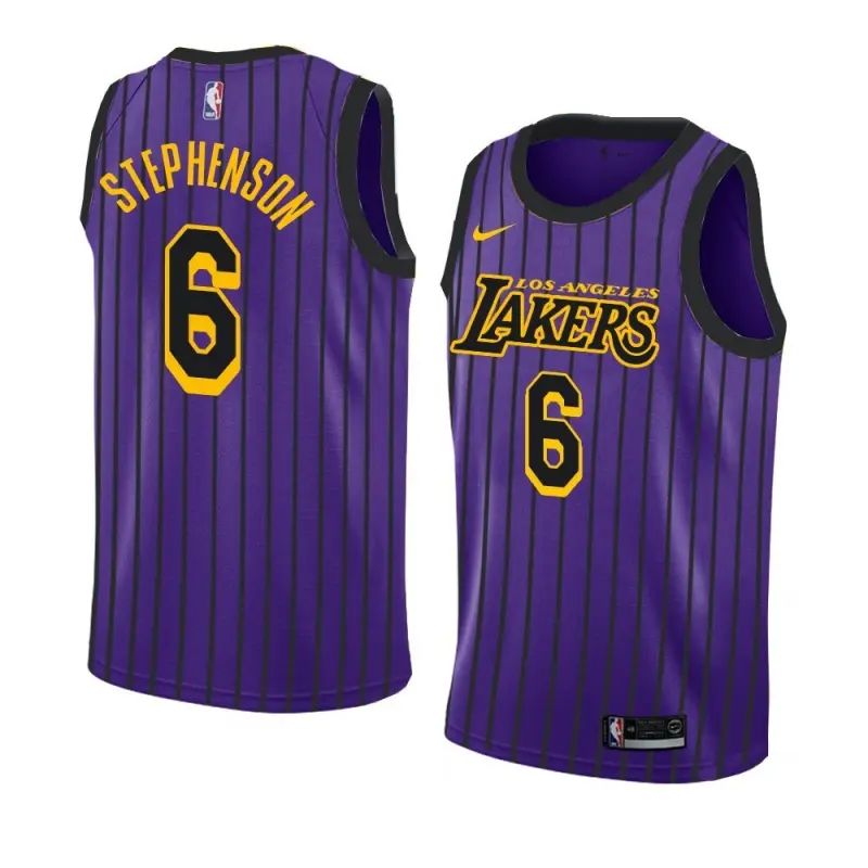 Camiseta Lance Stephenson #6 Los Angeles Lakers Morado Con Rayas City Edition Swingman
