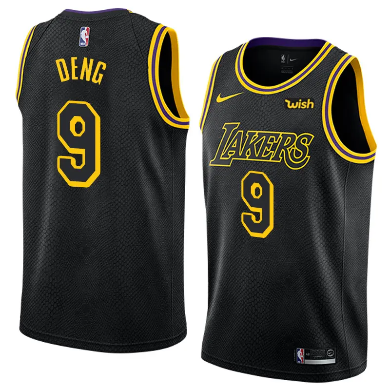 Camiseta Luol Deng #9 Los Angeles Lakers Negro Fan Edition